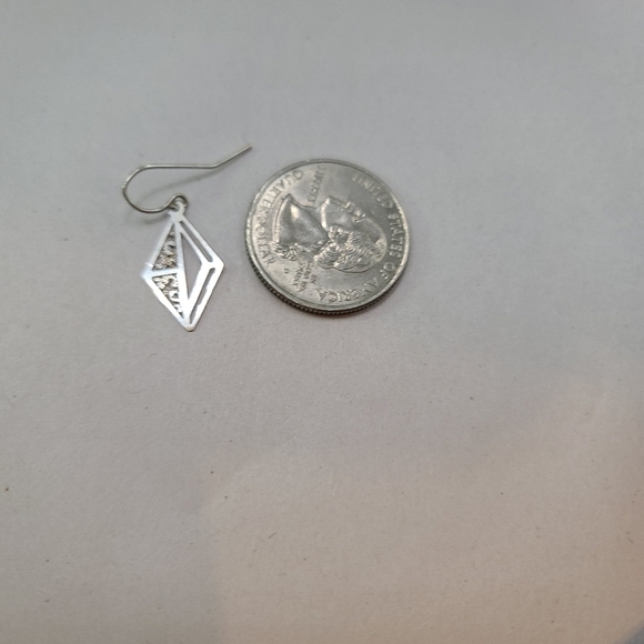 Silver Filigree Fishhook Dangle Earrings - Picture 3 of 3
